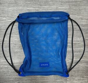 Athleta Blue Mesh Cinch Pack Drawstring Gym Bag Backpack Lightweight Workout